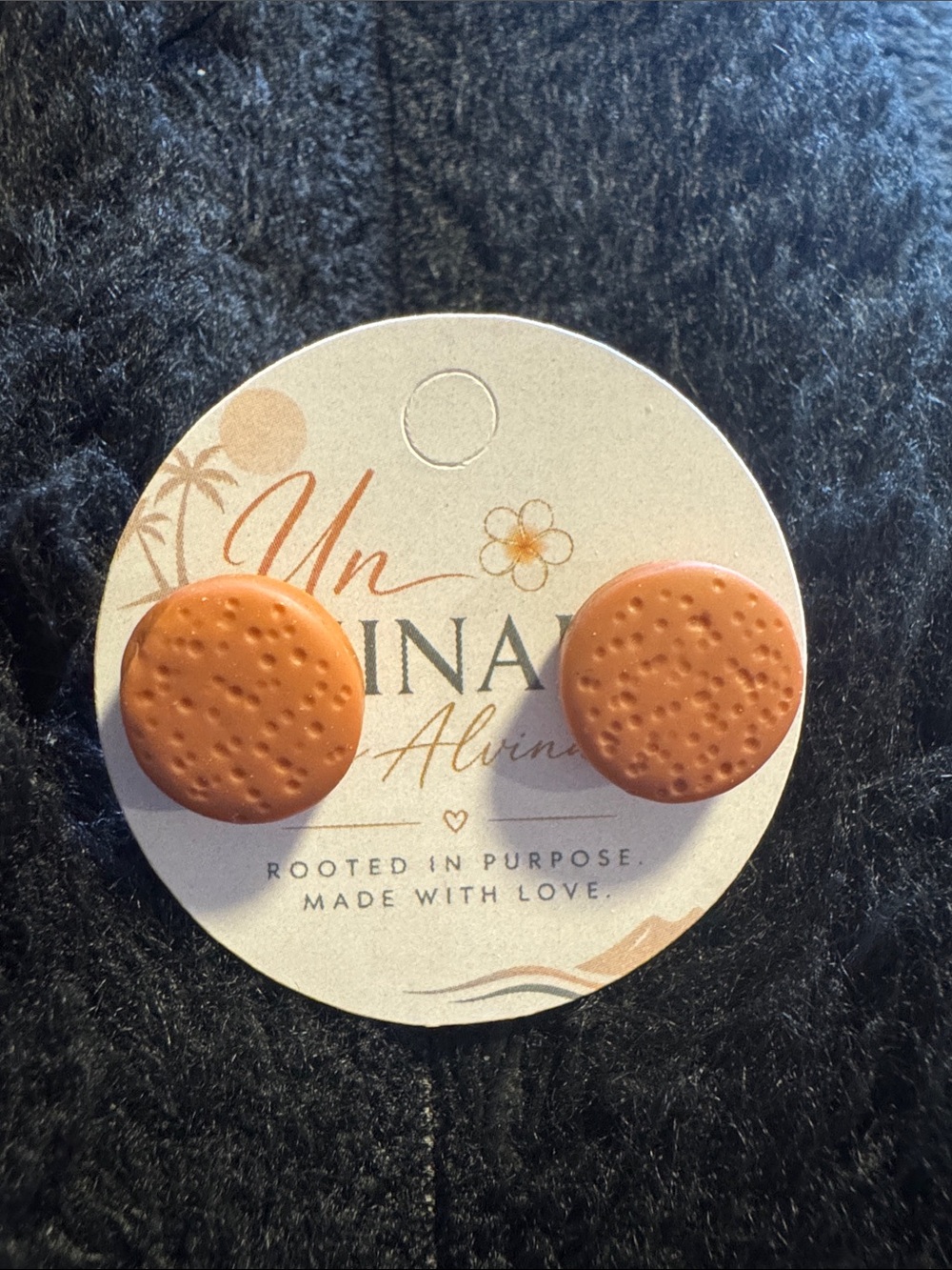 Round Terracotta Clay Stud Earrings - Unina? (If visible)